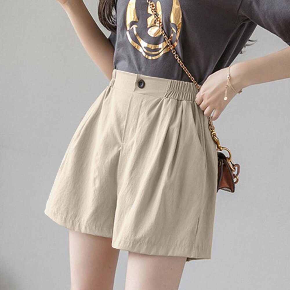 ZANZEA Womens Plain Shorts Pleated Summer Beach Loose Hot Pants Holida Small Siz
